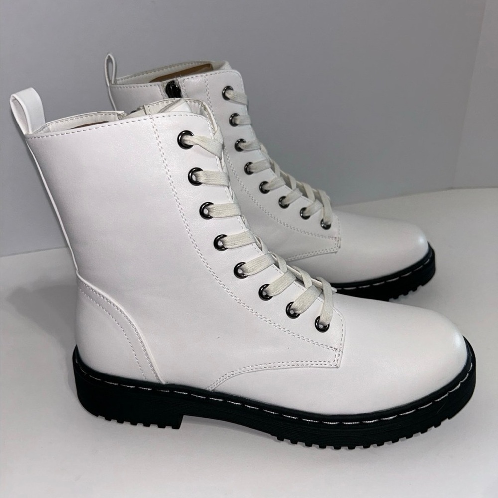 Rollda Women's Size 8 Combat Boots Riding Boots Military Boots Lace-up & Zip